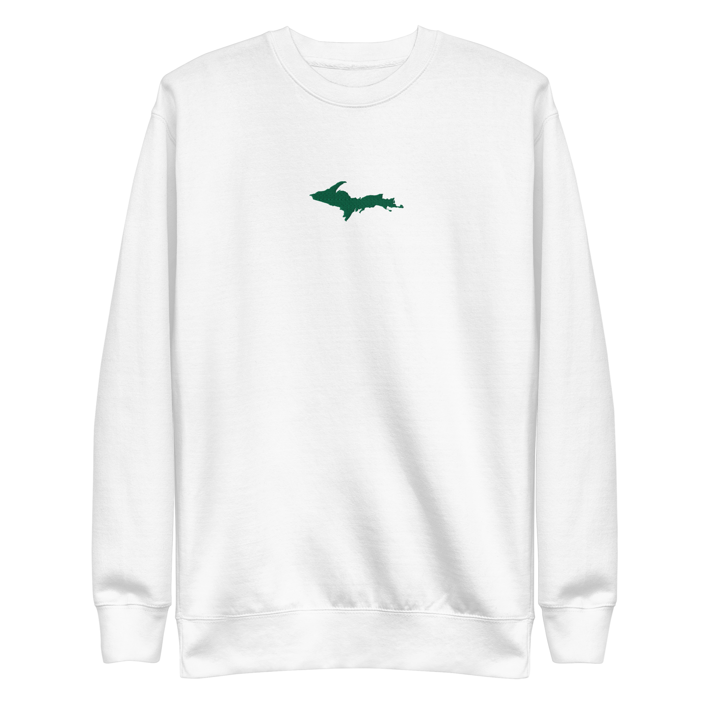 Michigan Upper Peninsula Sweatshirt (w/ Embroidered Green UP Outline) | Unisex Premium