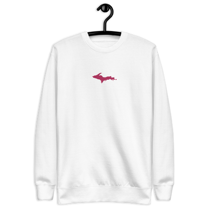 Michigan Upper Peninsula Sweatshirt (w/ Embroidered Pink UP Outline) | Unisex Premium