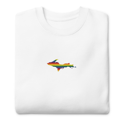 Michigan Upper Peninsula Sweatshirt (w/ Embroidered UP Pride Flag Outline) | Unisex Premium