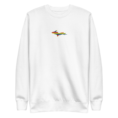 Michigan Upper Peninsula Sweatshirt (w/ Embroidered UP Pride Flag Outline) | Unisex Premium