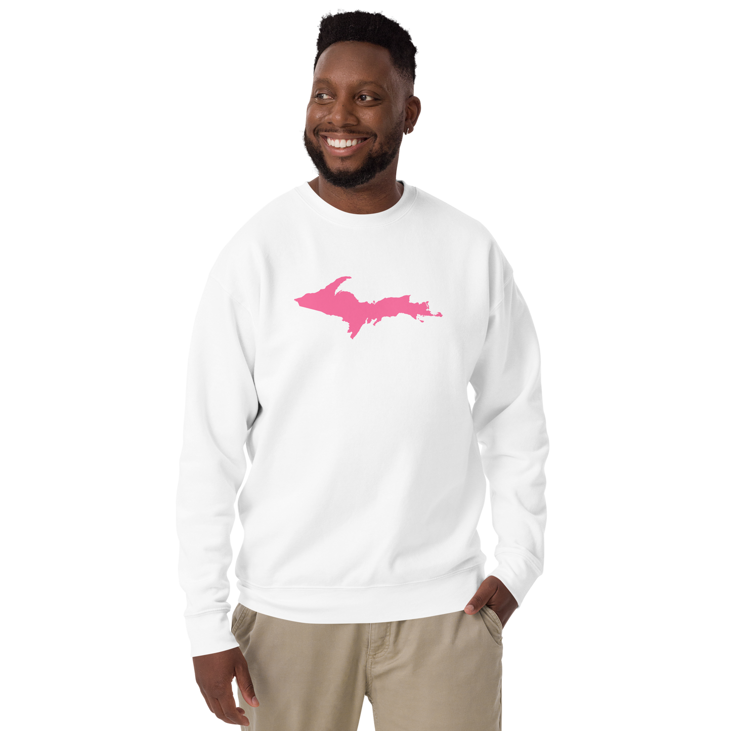 Michigan Upper Peninsula Sweatshirt (w/ Pink UP Outline) | Unisex Premium