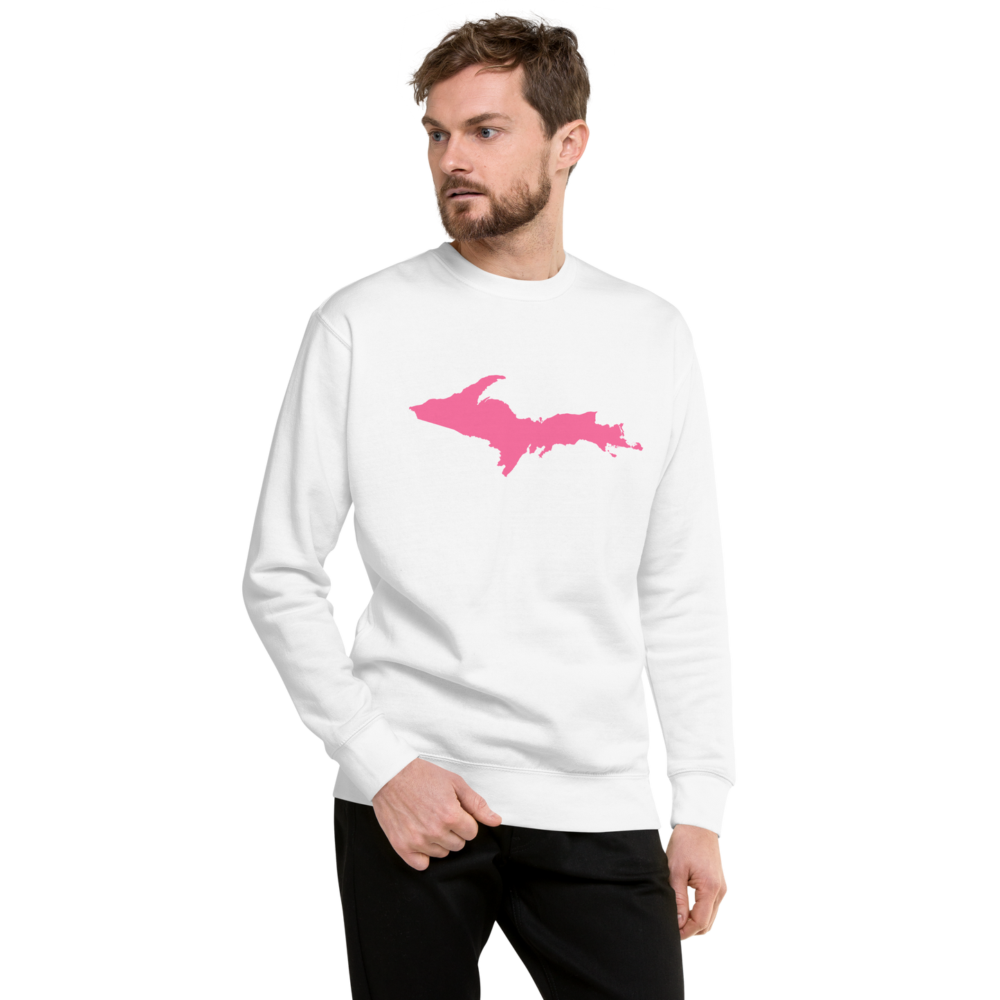 Michigan Upper Peninsula Sweatshirt (w/ Pink UP Outline) | Unisex Premium