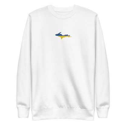 Michigan Upper Peninsula Sweatshirt (Embroidered w/ UP Ukraine Flag Outline) | Unisex Premium