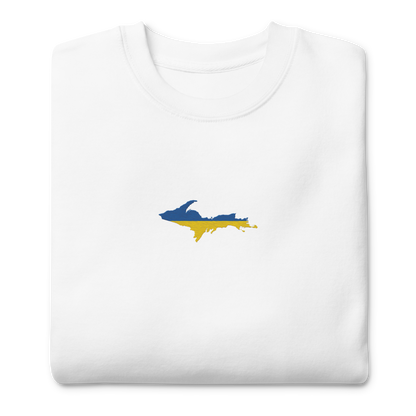 Michigan Upper Peninsula Sweatshirt (Embroidered w/ UP Ukraine Flag Outline) | Unisex Premium