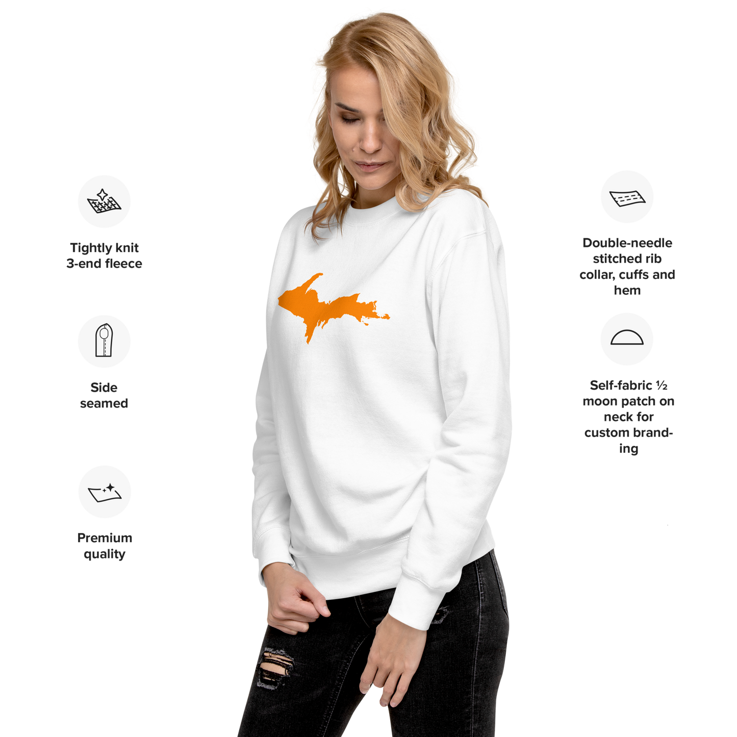 Michigan Upper Peninsula Sweatshirt (w/ Orange UP Outline) | Unisex Premium