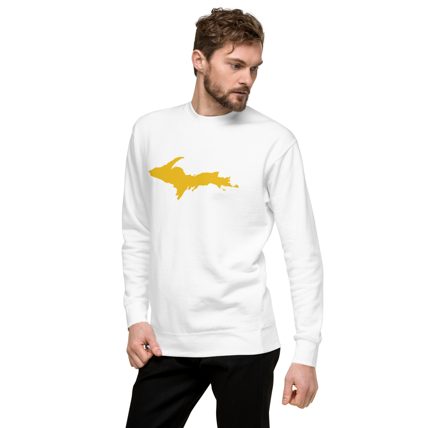 Michigan Upper Peninsula Sweatshirt (w/ Gold UP Outline) | Unisex Premium