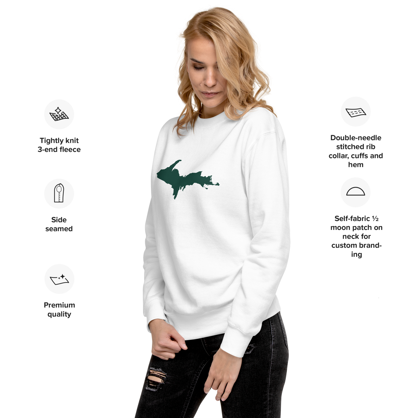 Michigan Upper Peninsula Sweatshirt (w/ Green UP Outline) | Unisex Premium