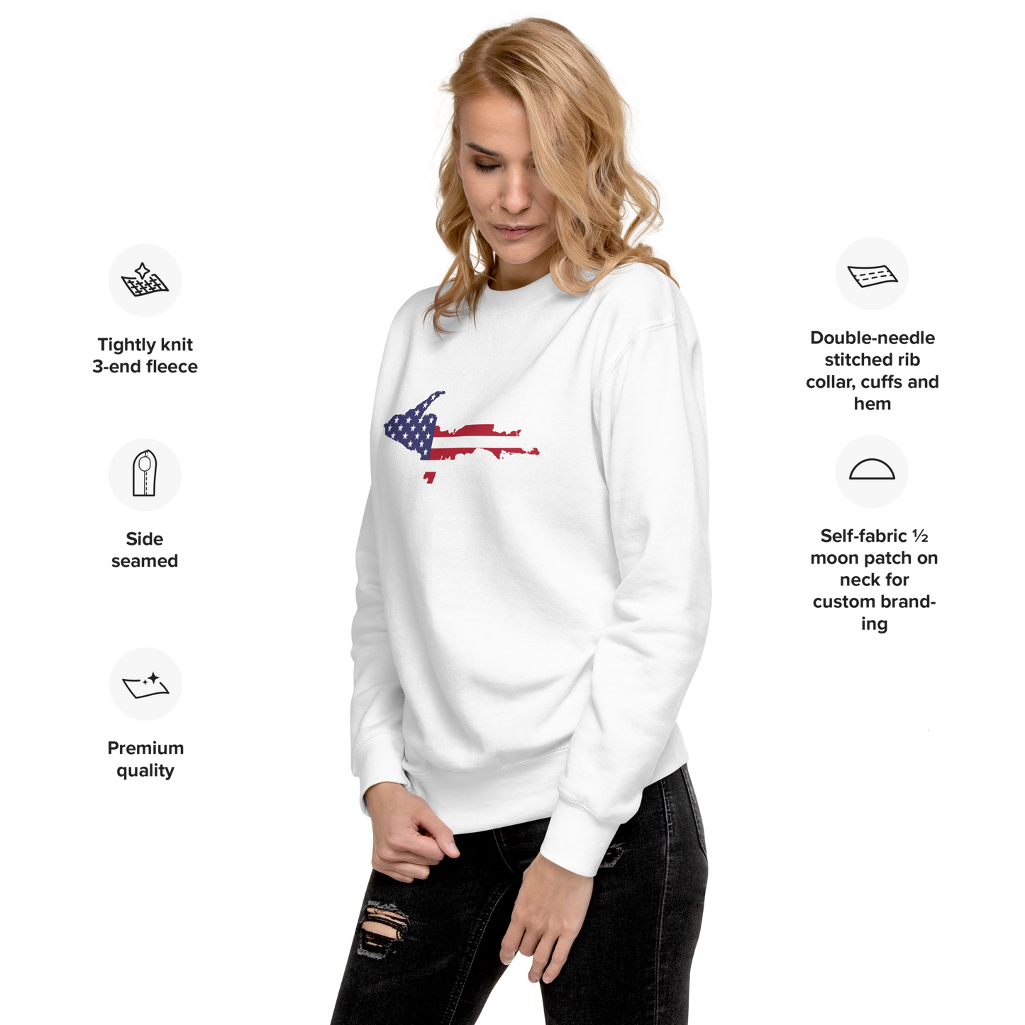 Michigan Upper Peninsula Sweatshirt (w/ UP USA Flag Outline) | Unisex Premium