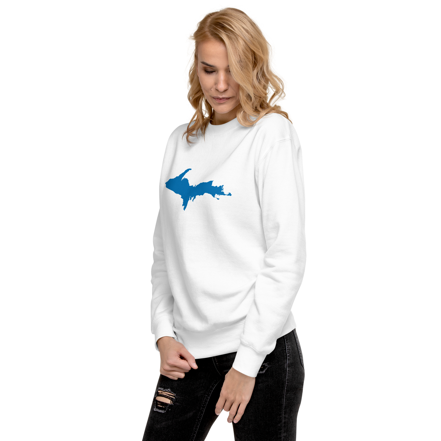 Michigan Upper Peninsula Sweatshirt (w/ Azure UP Outline) | Unisex Premium