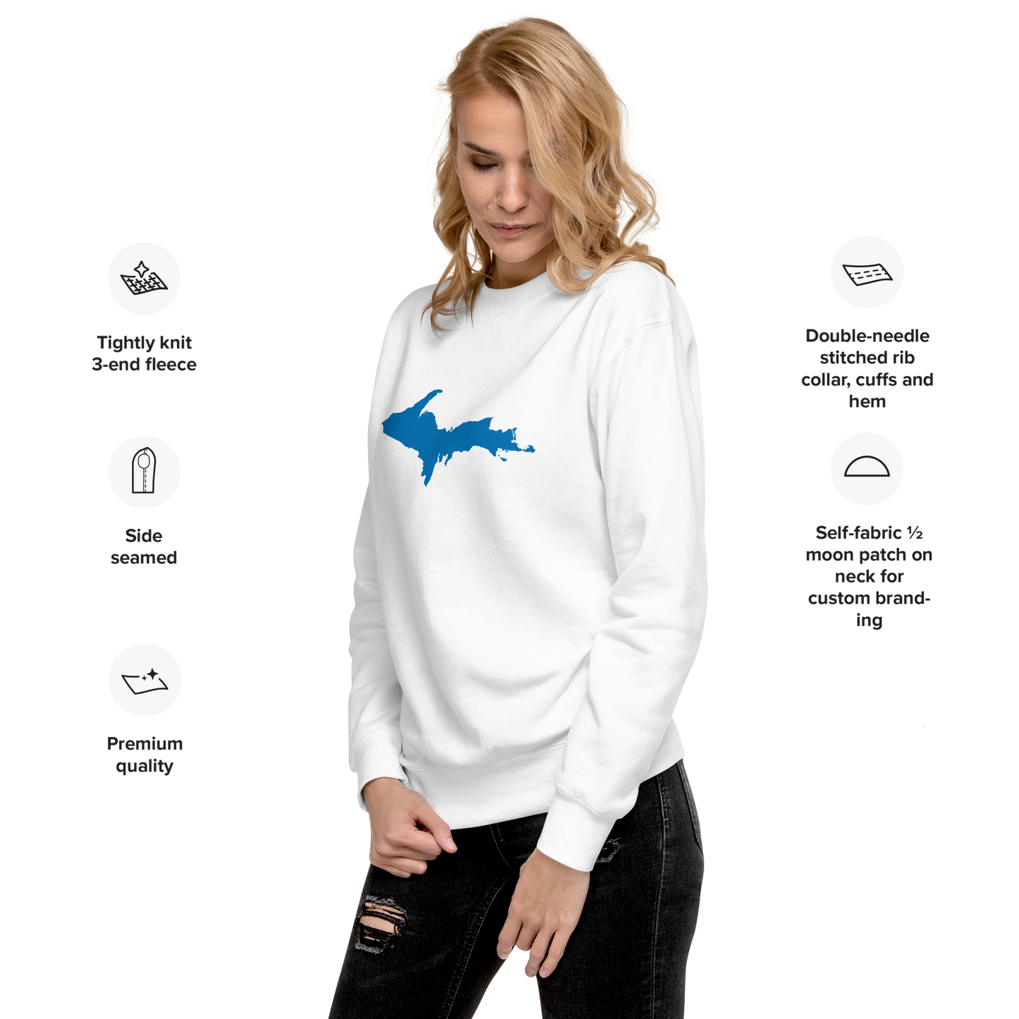 Michigan Upper Peninsula Sweatshirt (w/ Azure UP Outline) | Unisex Premium