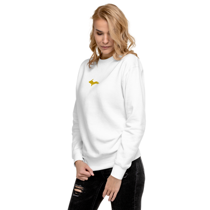 Michigan Upper Peninsula Sweatshirt (w/ Embroidered Gold UP Outline) | Unisex Premium