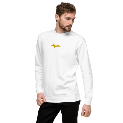 Michigan Upper Peninsula Sweatshirt (w/ Embroidered Gold UP Outline) | Unisex Premium