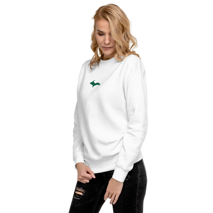 Michigan Upper Peninsula Sweatshirt (w/ Embroidered Green UP Outline) | Unisex Premium