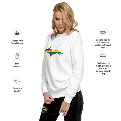 Michigan Upper Peninsula Sweatshirt (w/ UP Pride Flag Outline) | Unisex Premium