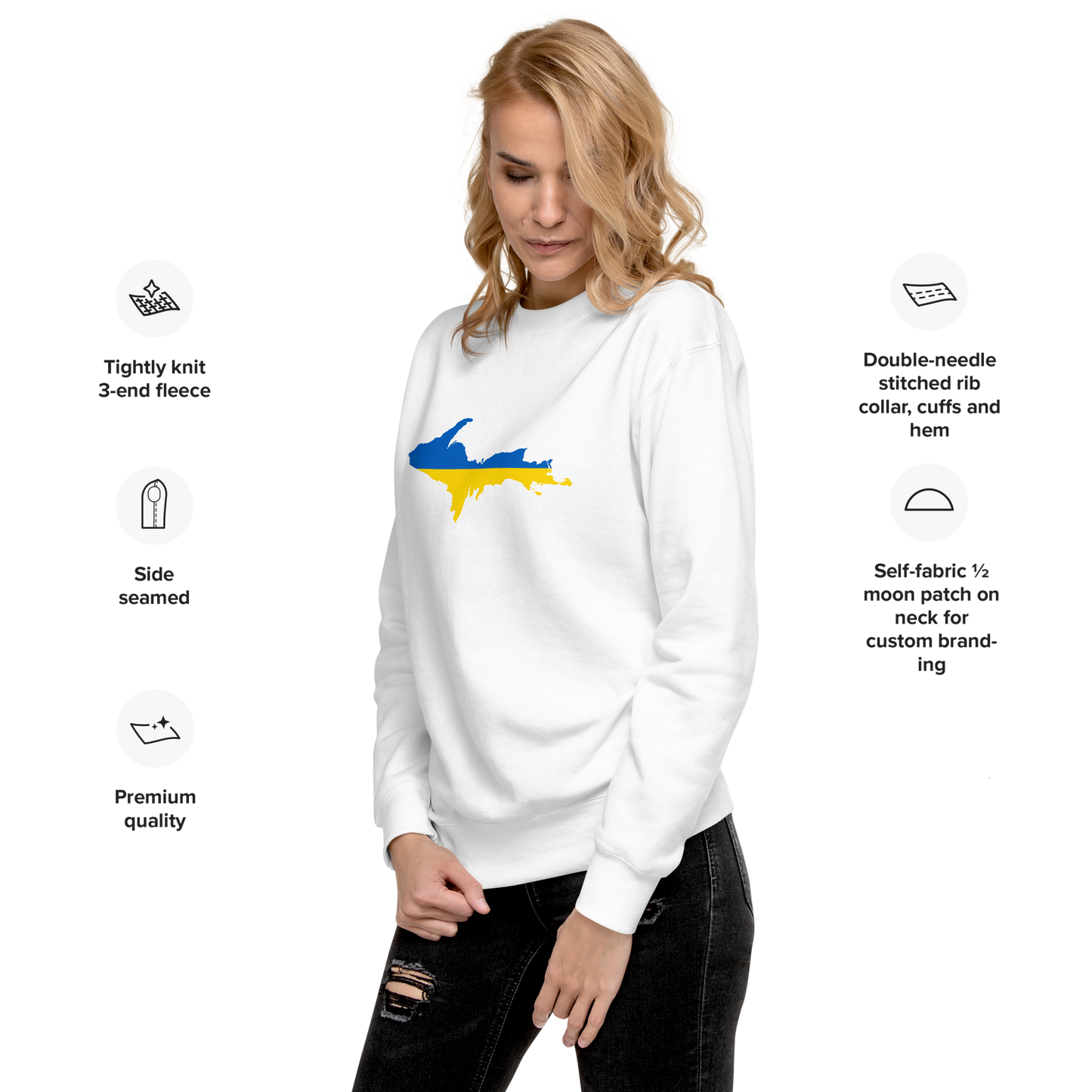 Michigan Upper Peninsula Sweatshirt (w/ UP Ukraine Outline) | Unsiex Premium