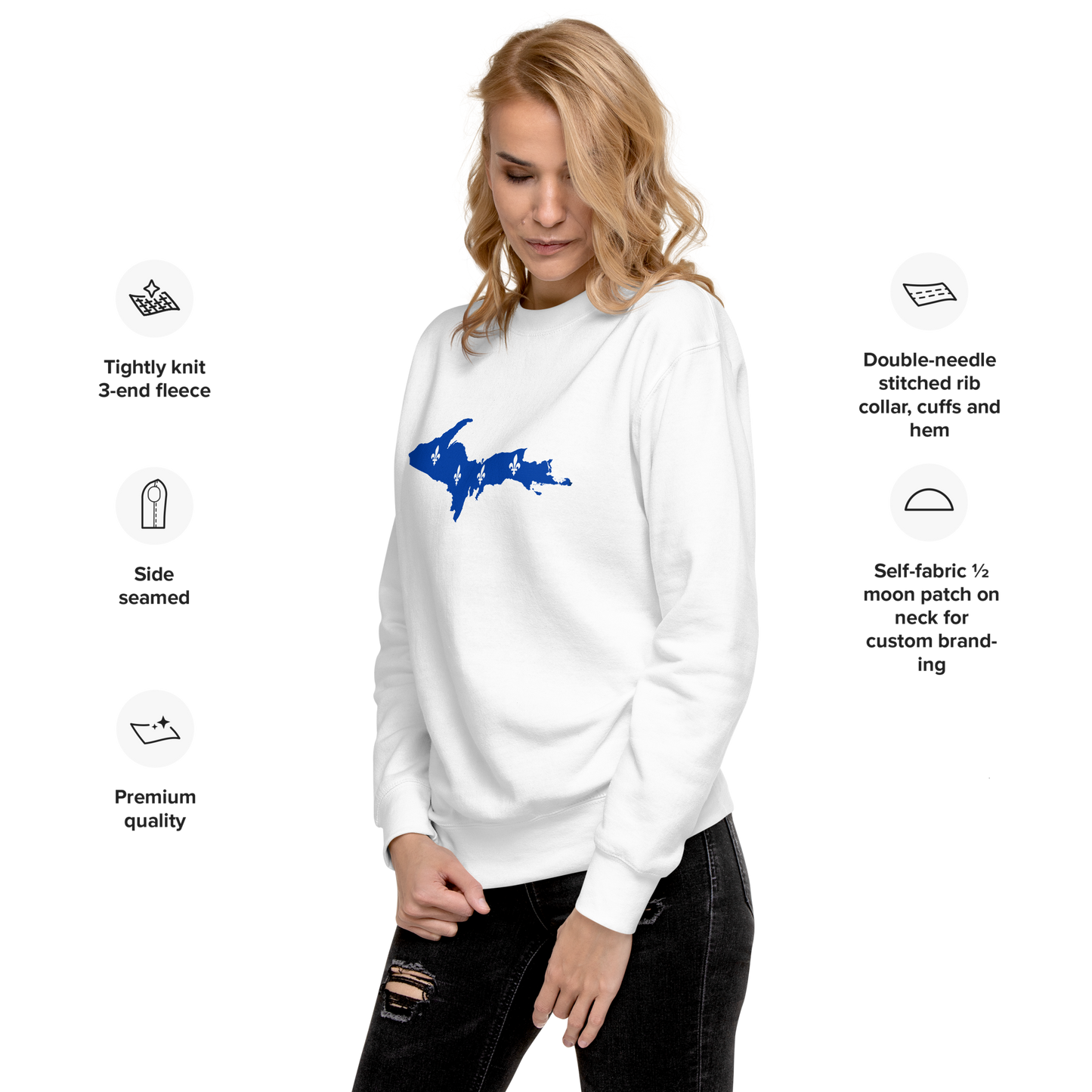 Michigan Upper Peninsula Sweatshirt (w/ UP Quebec Flag Outline) | Unisex Premium