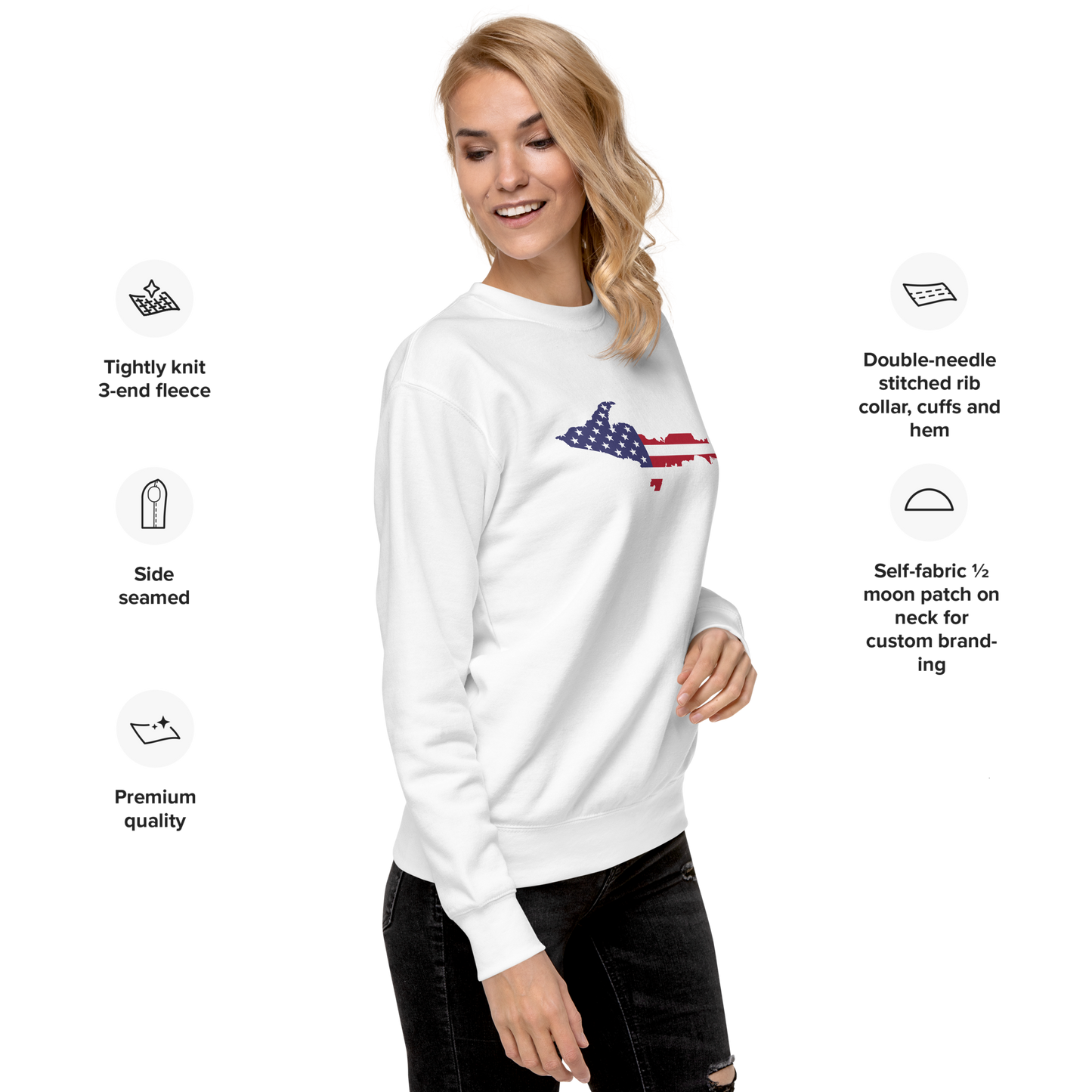 Michigan Upper Peninsula Sweatshirt (w/ UP USA Flag Outline) | Unisex Premium