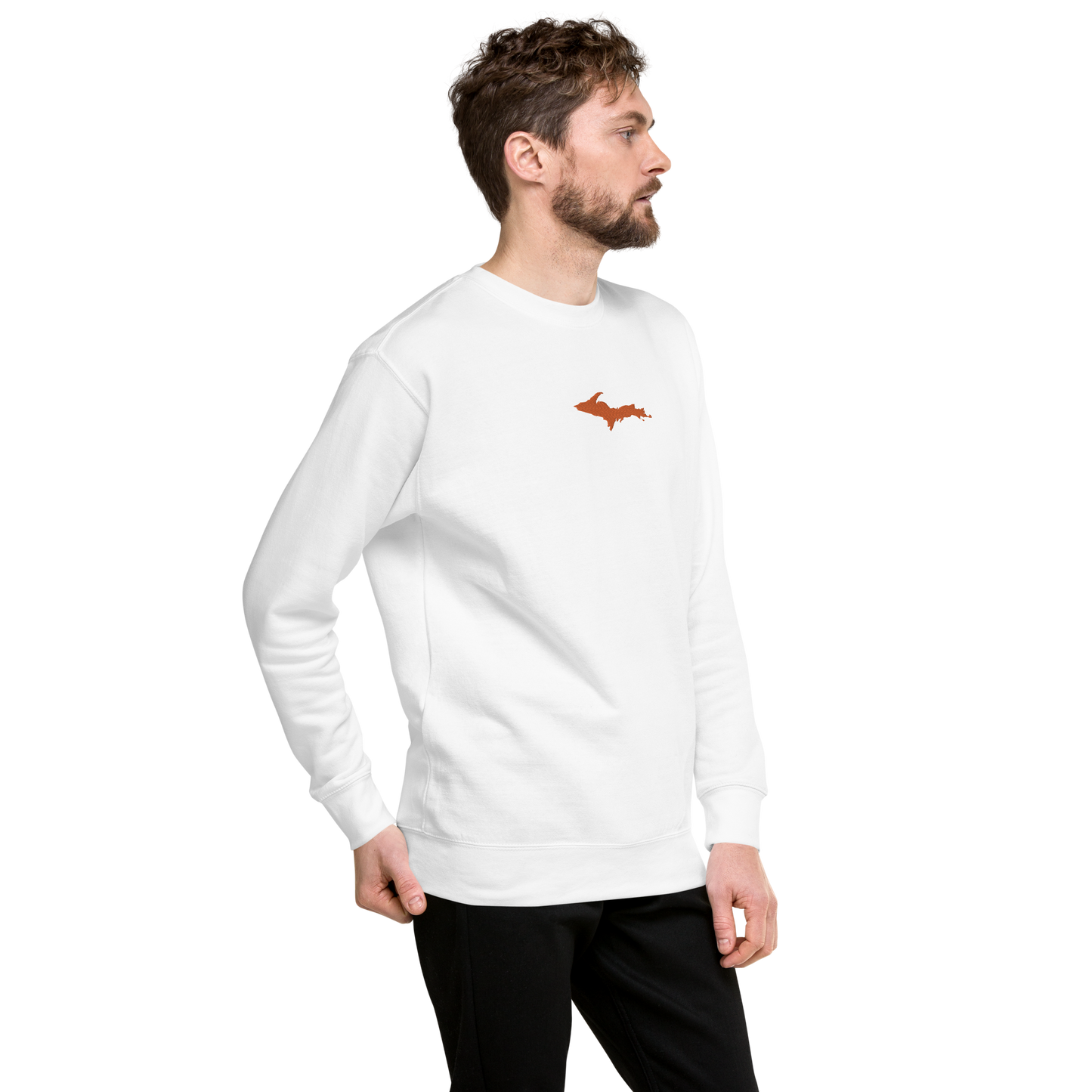 Michigan Upper Peninsula Sweatshirt (w/ Embroidered Orange UP Outline) | Unisex Premium