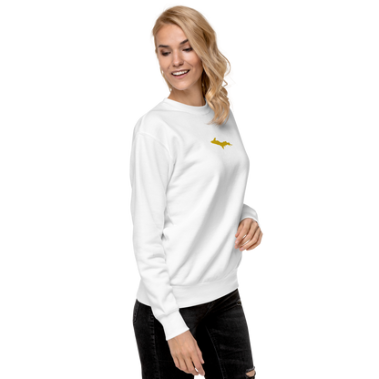 Michigan Upper Peninsula Sweatshirt (w/ Embroidered Gold UP Outline) | Unisex Premium