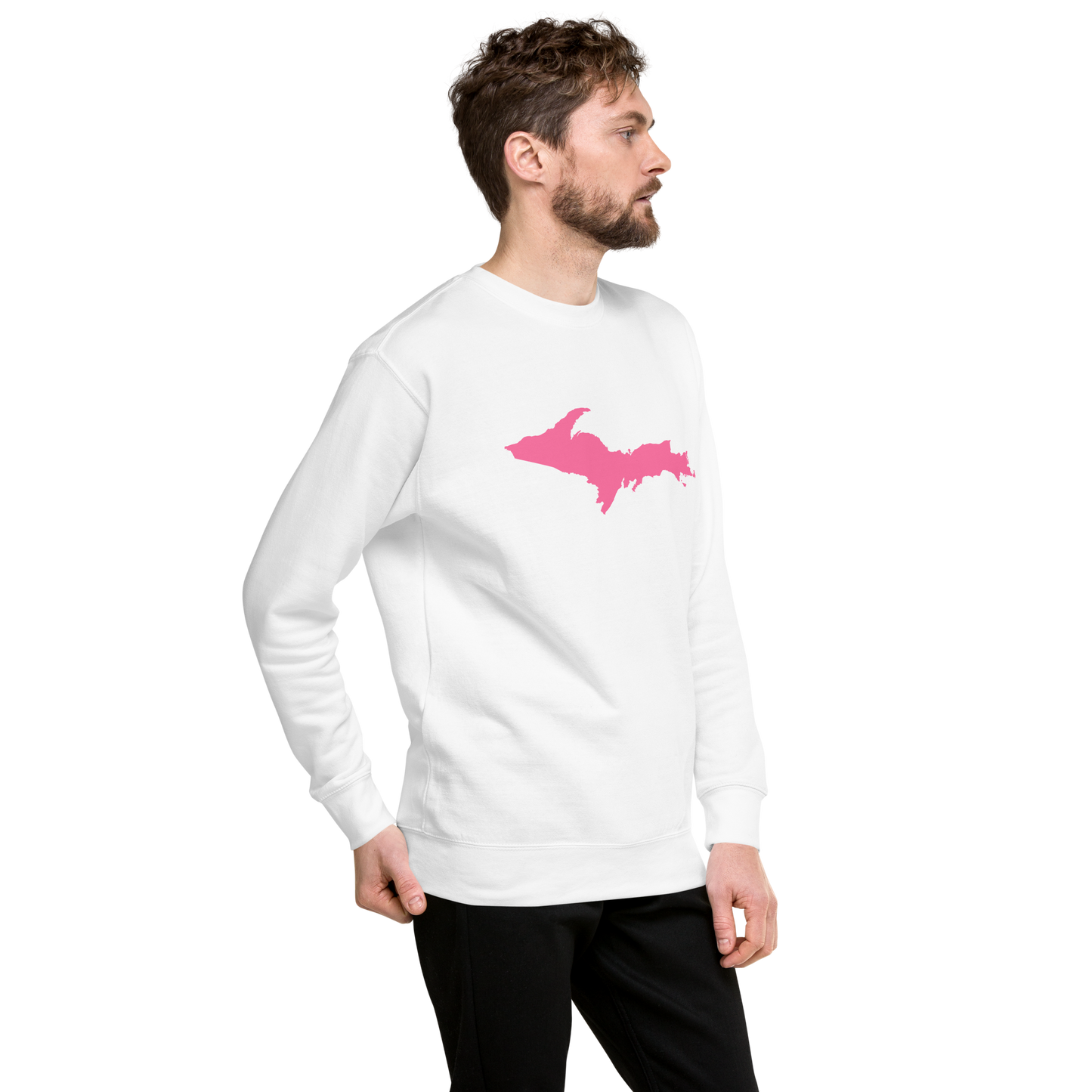 Michigan Upper Peninsula Sweatshirt (w/ Pink UP Outline) | Unisex Premium