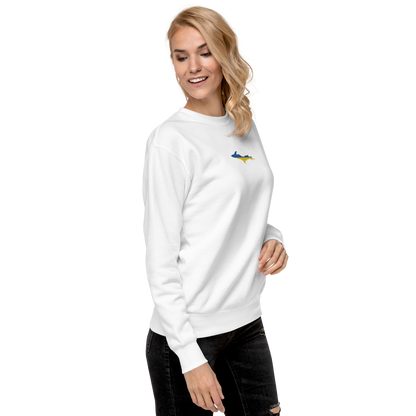 Michigan Upper Peninsula Sweatshirt (Embroidered w/ UP Ukraine Flag Outline) | Unisex Premium