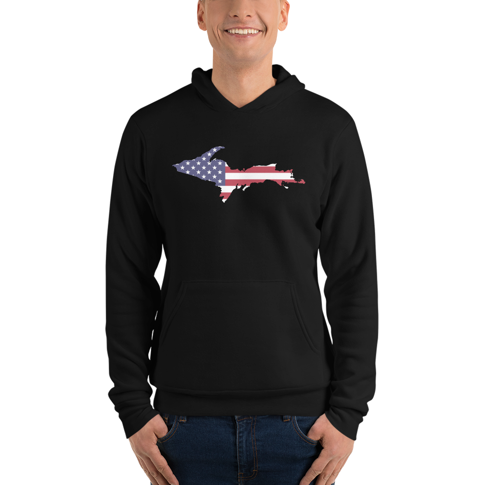 Michigan Upper Peninsula Hoodie (w/ UP MI USA Flag Outline) | Unisex Cloud Fleece