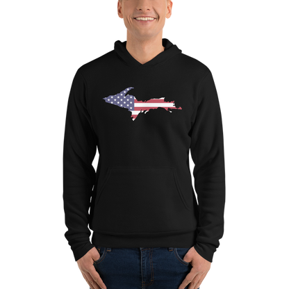 Michigan Upper Peninsula Hoodie (w/ UP MI USA Flag Outline) | Unisex Cloud Fleece