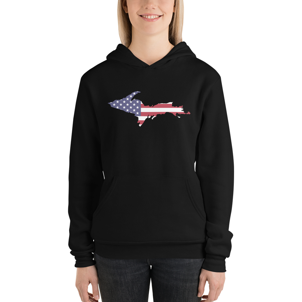 Michigan Upper Peninsula Hoodie (w/ UP MI USA Flag Outline) | Unisex Cloud Fleece