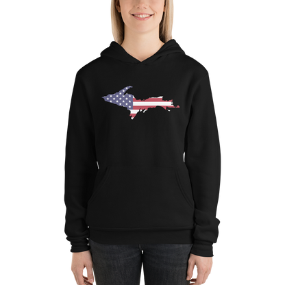 Michigan Upper Peninsula Hoodie (w/ UP MI USA Flag Outline) | Unisex Cloud Fleece