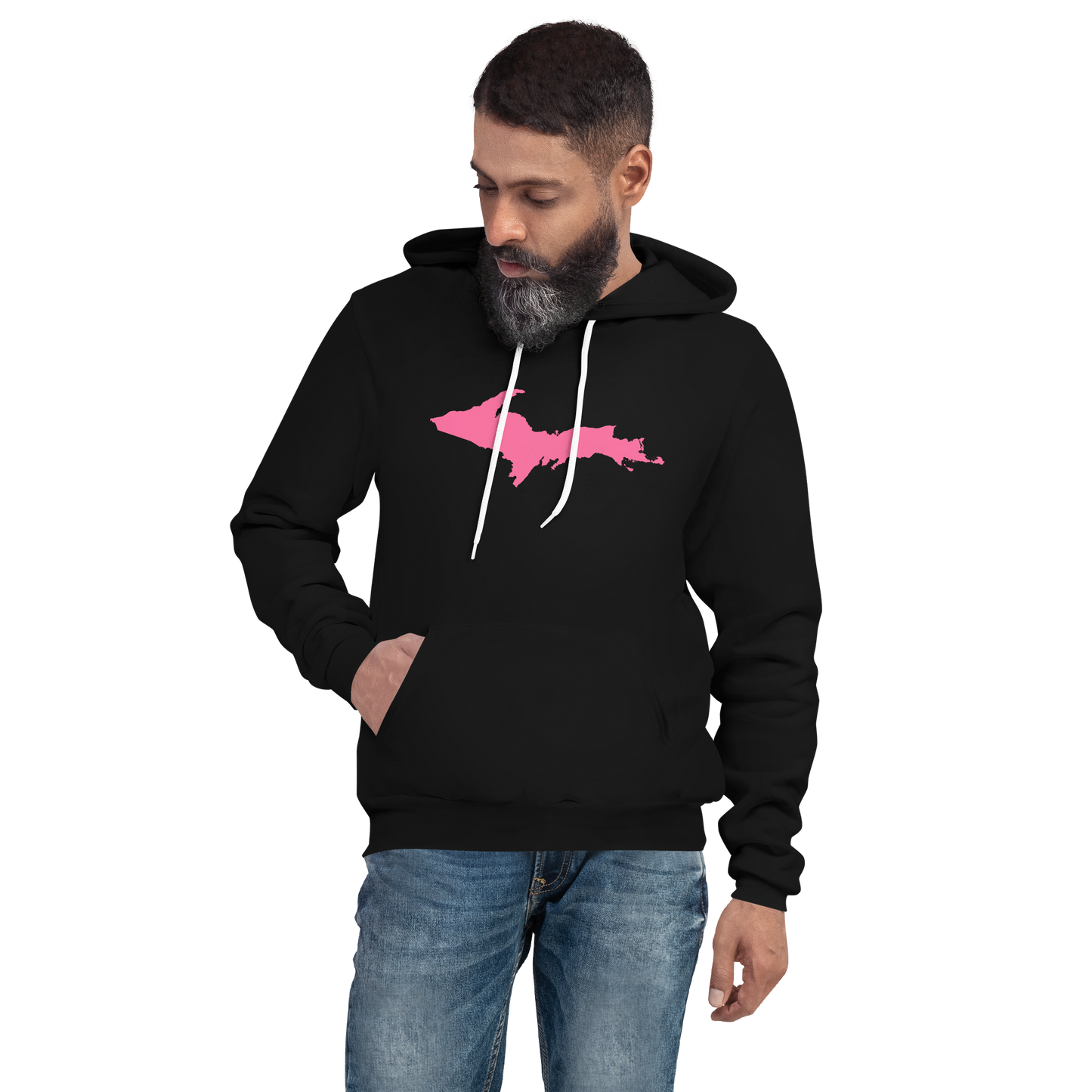 Michigan Upper Peninsula Hoodie (w/ Pink UP Outline) | Unisex Cloud Fleece