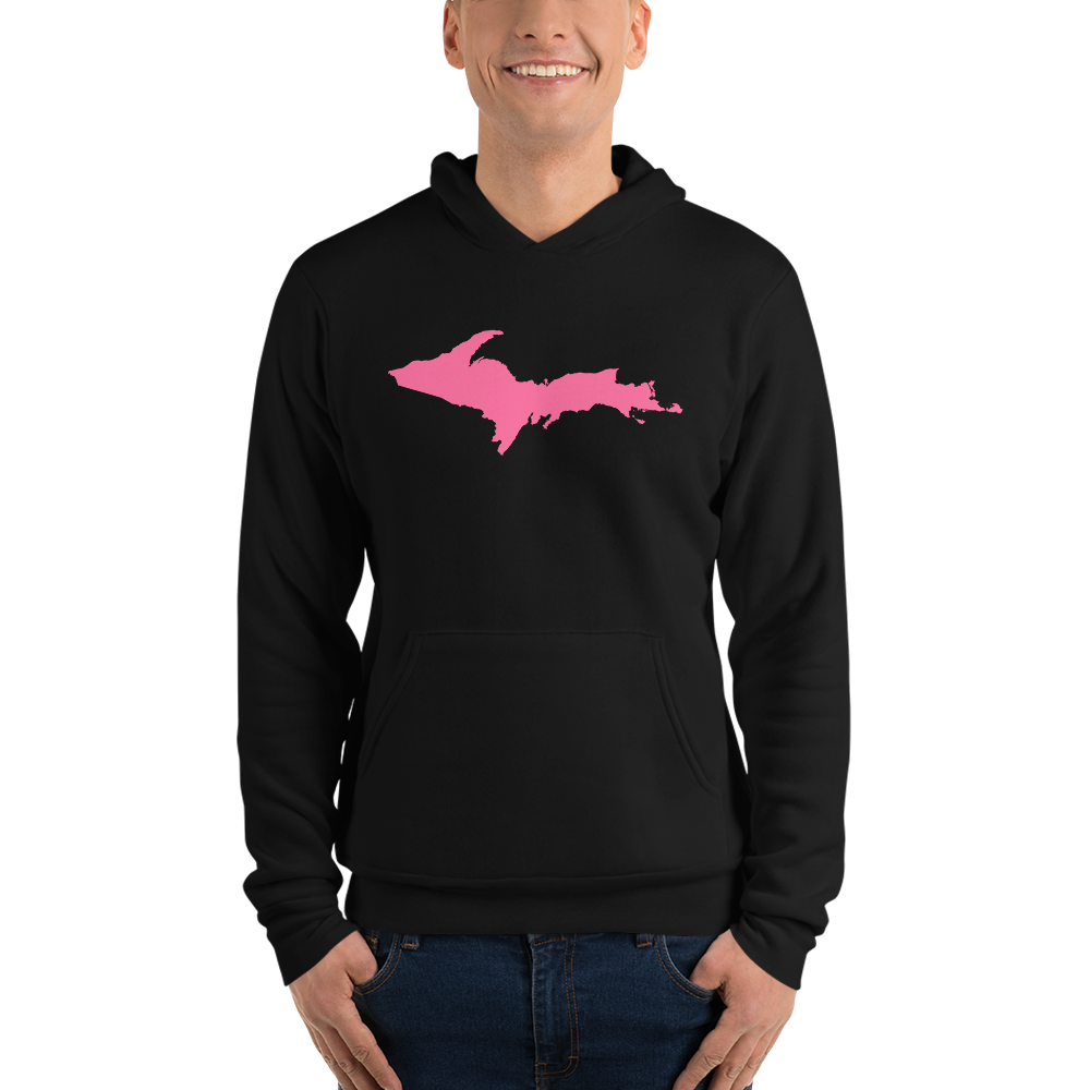 Michigan Upper Peninsula Hoodie (w/ Pink UP Outline) | Unisex Cloud Fleece