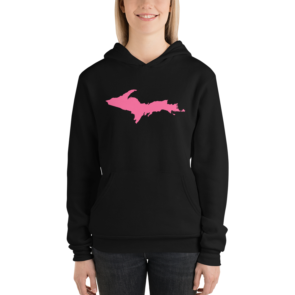 Michigan Upper Peninsula Hoodie (w/ Pink UP Outline) | Unisex Cloud Fleece