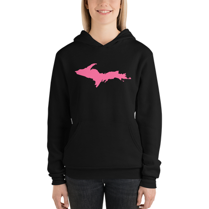 Michigan Upper Peninsula Hoodie (w/ Pink UP Outline) | Unisex Cloud Fleece