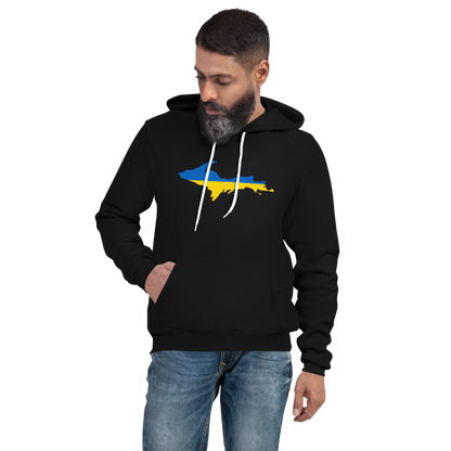 Michigan Upper Peninsula Hoodie (w/ UP Ukraine Flag Outline) | Unsiex Cloud Fleece