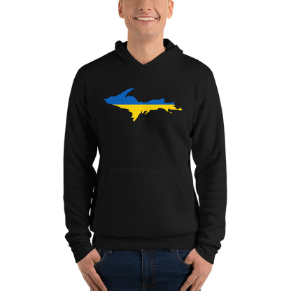 Michigan Upper Peninsula Hoodie (w/ UP Ukraine Flag Outline) | Unsiex Cloud Fleece