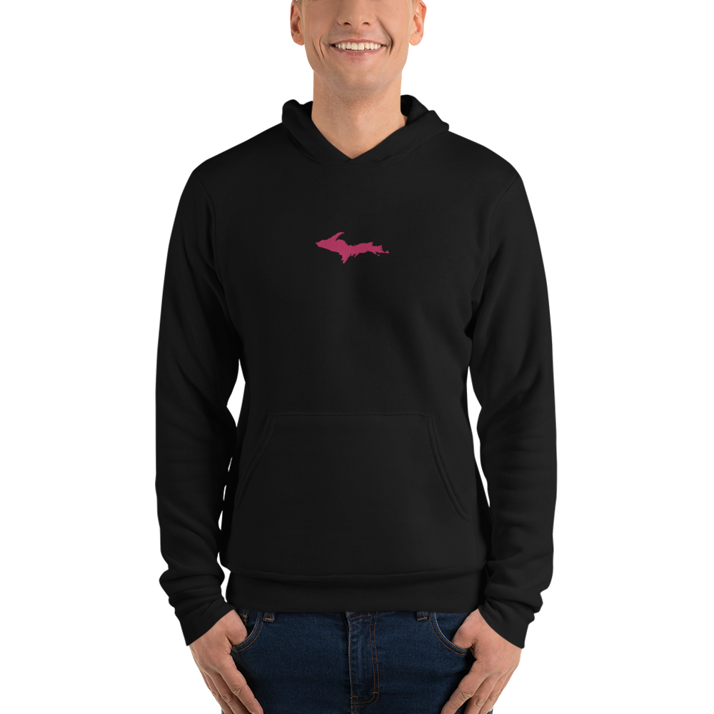 Michigan Upper Peninsula Hoodie (w/ Embroidered Pink UP Outline) | Unisex Cloud Fleece