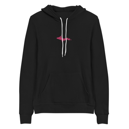 Michigan Upper Peninsula Hoodie (w/ Embroidered Pink UP Outline) | Unisex Cloud Fleece