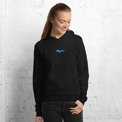 Michigan Upper Peninsula Hoodie (w/ Embroidered Azure UP Outline) | Unisex Cloud Fleece