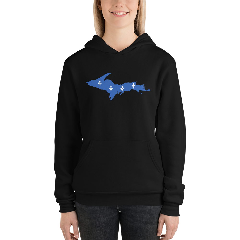 Michigan Upper Peninsula Hoodie (w/ UP Quebec Flag Outline) | Unisex Cloud Fleece