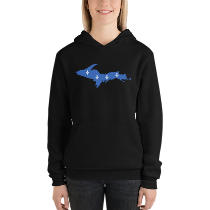 Michigan Upper Peninsula Hoodie (w/ UP Quebec Flag Outline) | Unisex Cloud Fleece