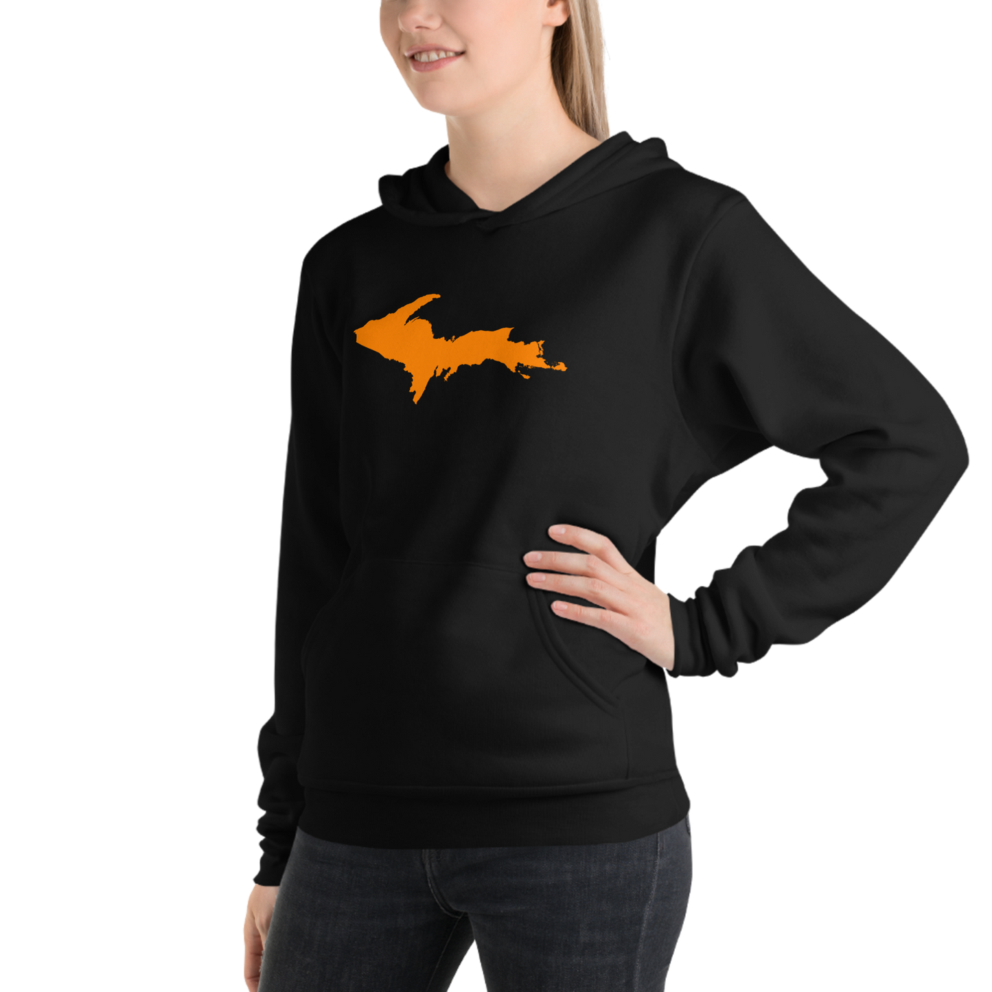 Michigan Upper Peninsula Hoodie (w/ Orange UP Outline) | Unisex Cloud Fleece