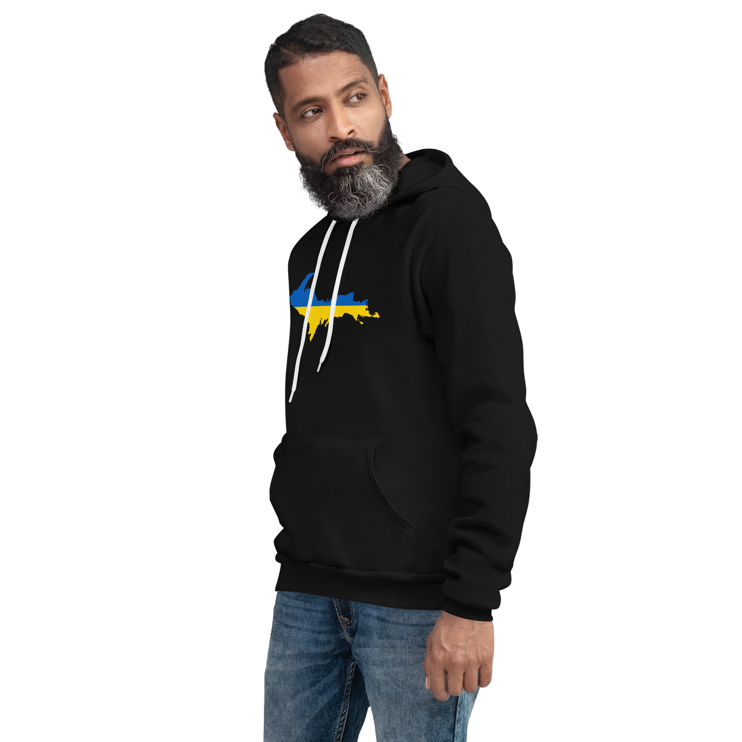 Michigan Upper Peninsula Hoodie (w/ UP Ukraine Flag Outline) | Unsiex Cloud Fleece