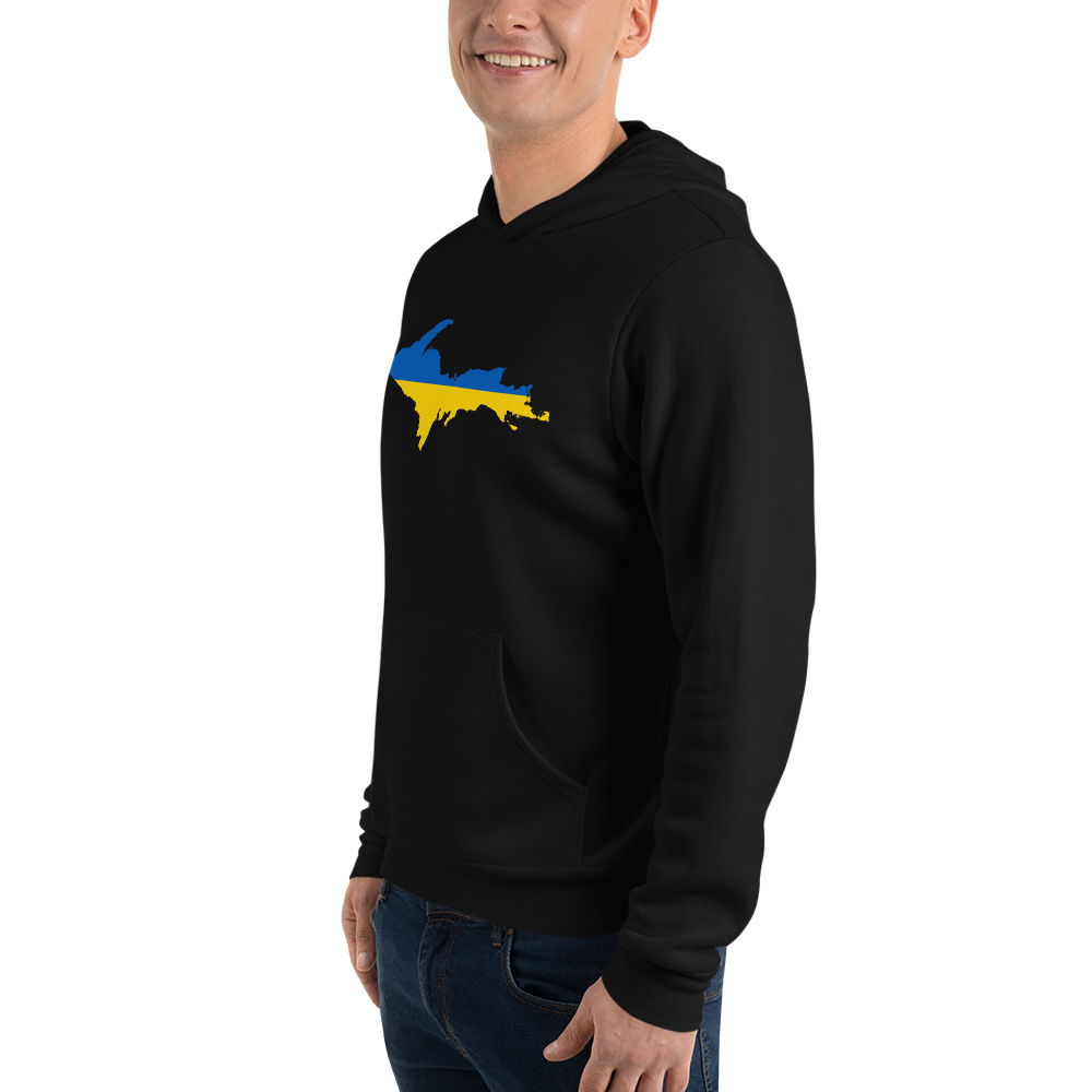 Michigan Upper Peninsula Hoodie (w/ UP Ukraine Flag Outline) | Unsiex Cloud Fleece