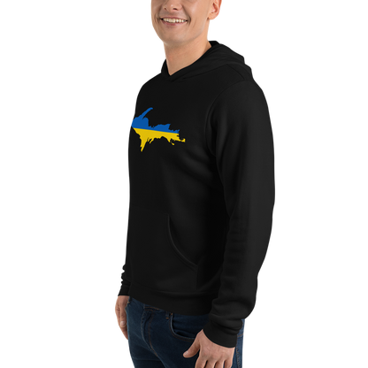 Michigan Upper Peninsula Hoodie (w/ UP Ukraine Flag Outline) | Unsiex Cloud Fleece