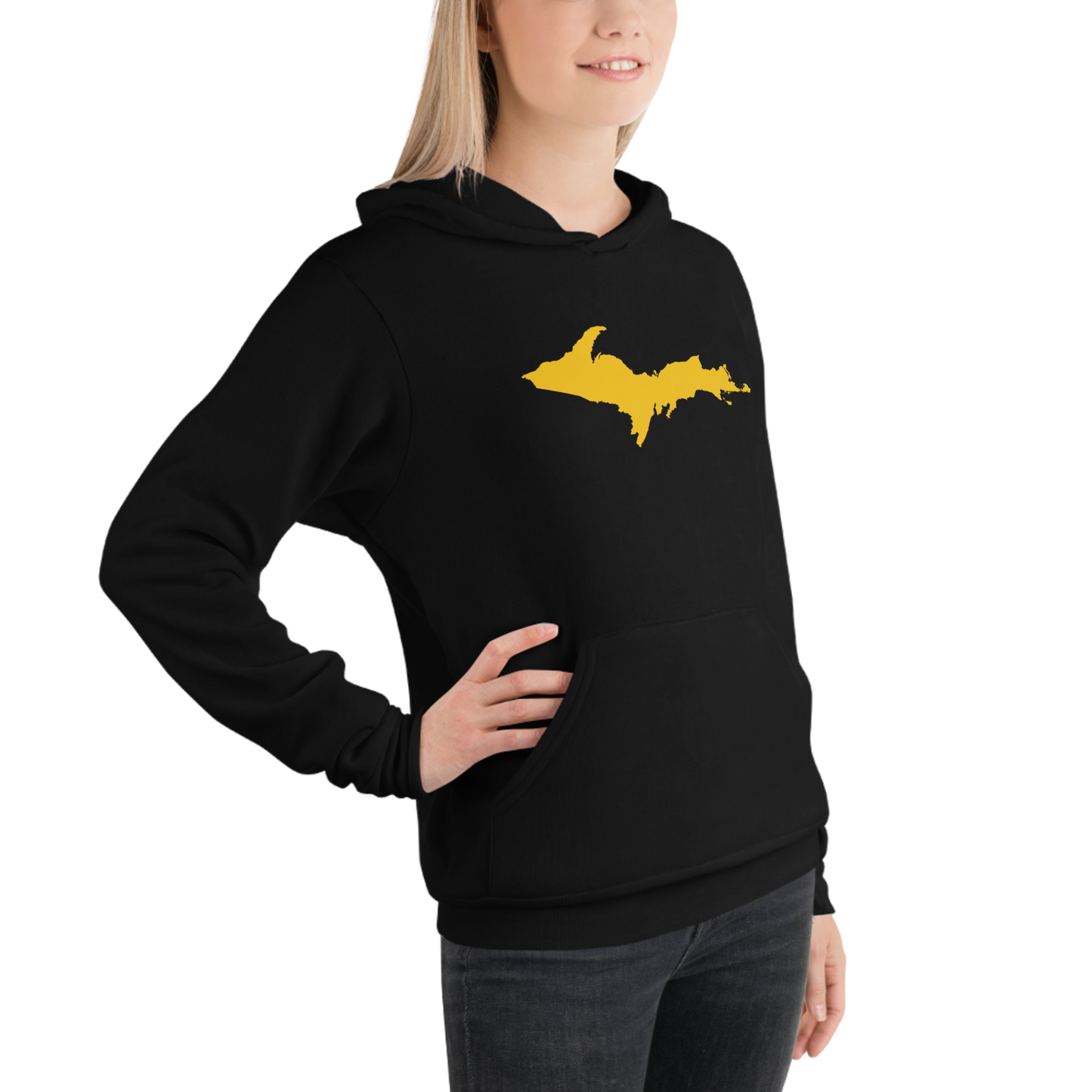 Michigan Upper Peninsula Hoodie (w/ Gold UP Outline) | Unisex Cloud Fleece