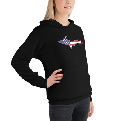 Michigan Upper Peninsula Hoodie (w/ UP MI USA Flag Outline) | Unisex Cloud Fleece