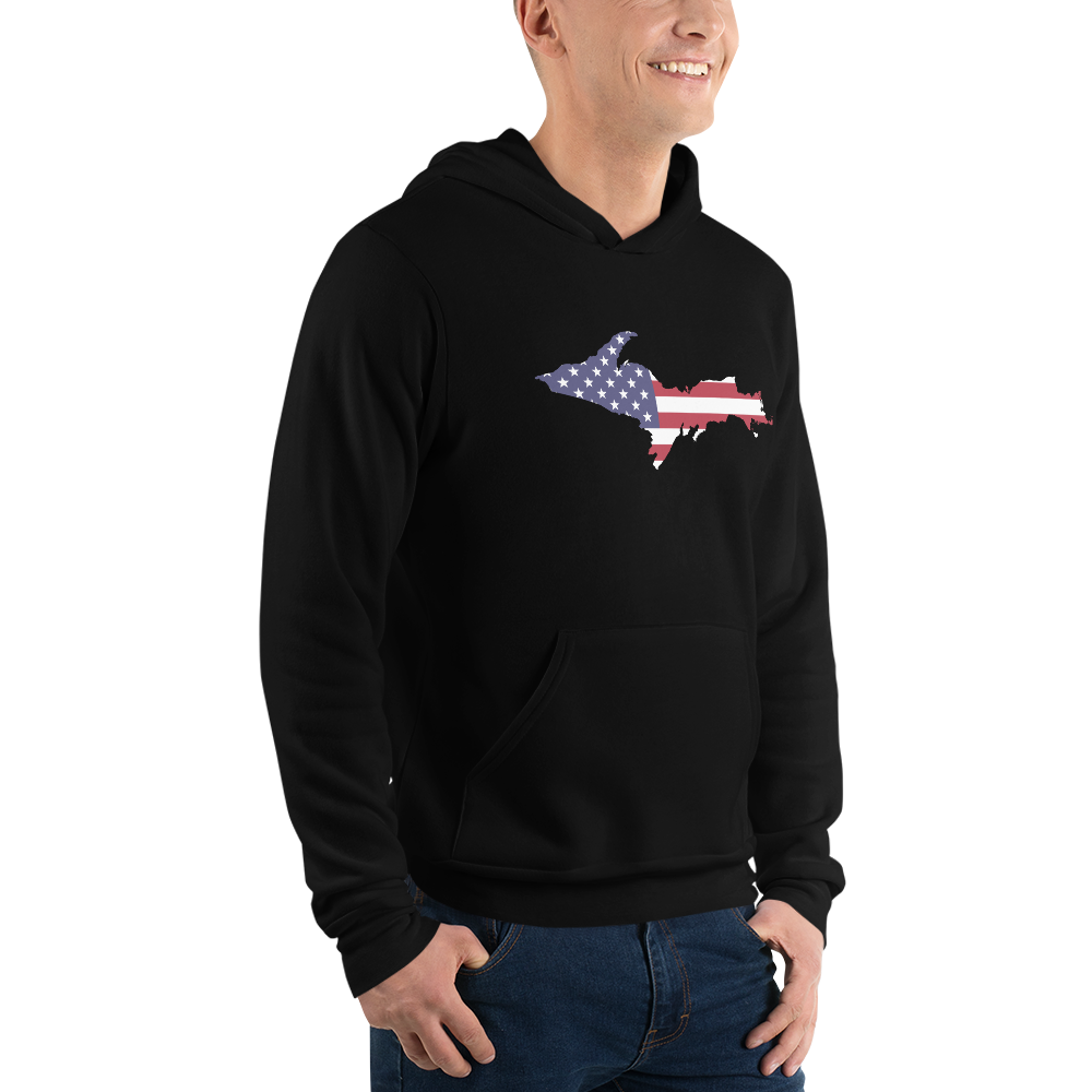 Michigan Upper Peninsula Hoodie (w/ UP MI USA Flag Outline) | Unisex Cloud Fleece