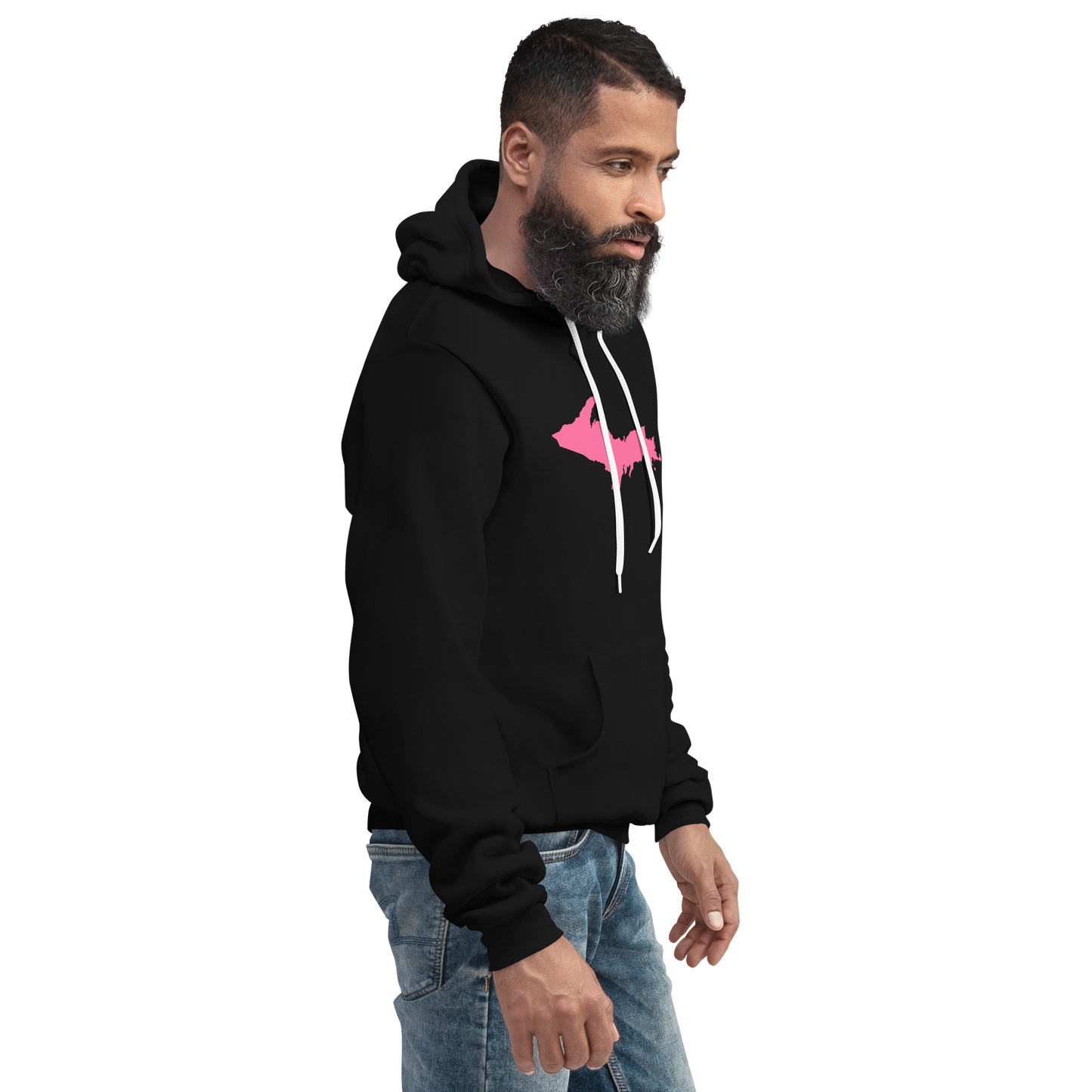 Michigan Upper Peninsula Hoodie (w/ Pink UP Outline) | Unisex Cloud Fleece