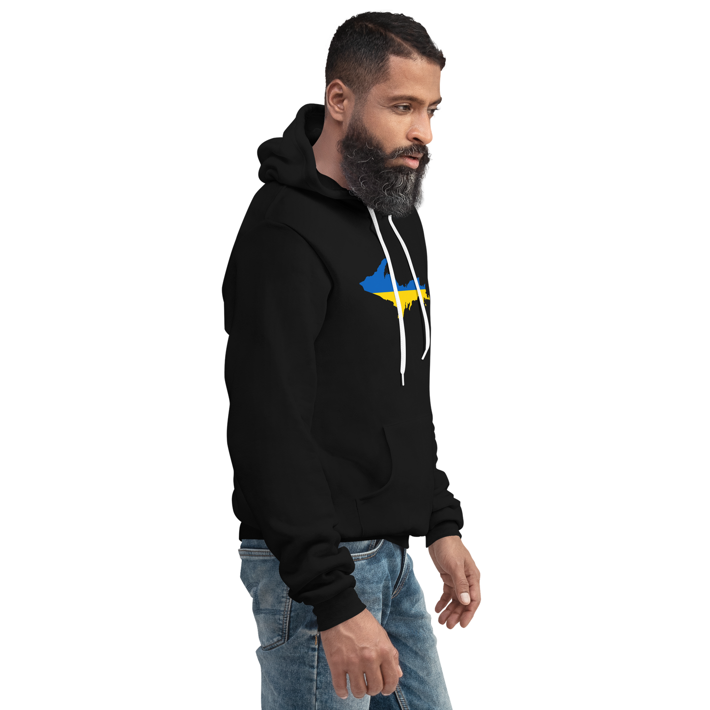 Michigan Upper Peninsula Hoodie (w/ UP Ukraine Flag Outline) | Unsiex Cloud Fleece