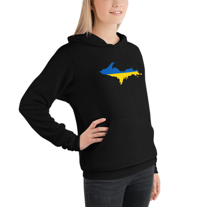 Michigan Upper Peninsula Hoodie (w/ UP Ukraine Flag Outline) | Unsiex Cloud Fleece